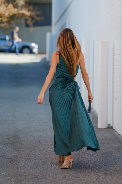 ALIYAH Pleat Dress - Emerald