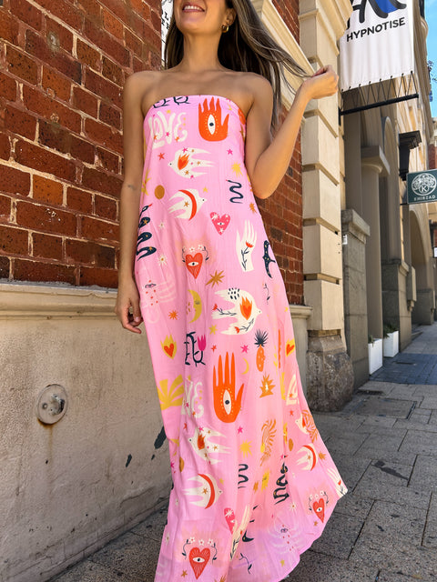 GEMIMA Maxi Dress - Blush Print