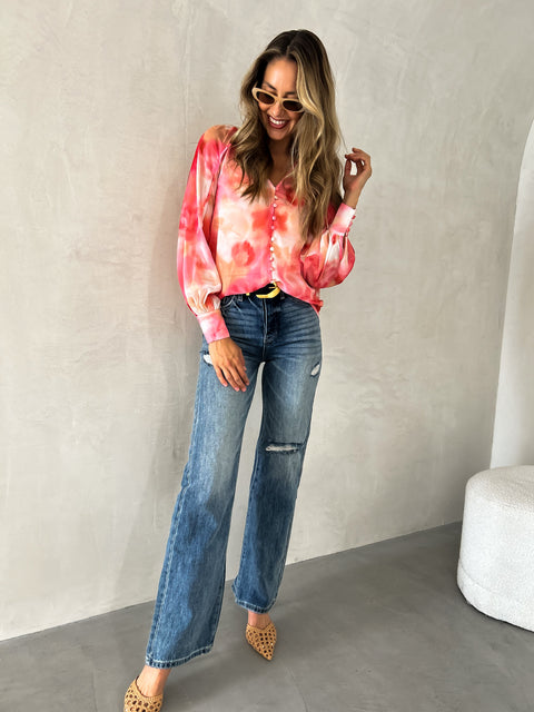 ERIKA Floral Print Top - Pink Floral