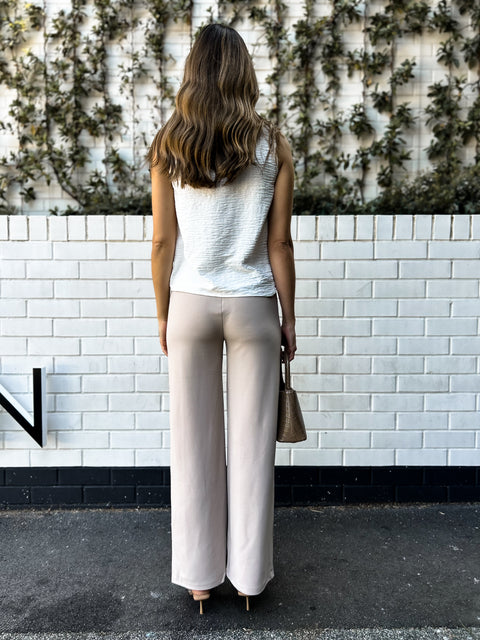 EMELIE Wide Leg Pant - Biscuit