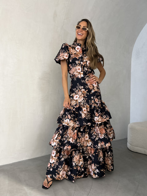 CATALINA Blouse - Black Floral