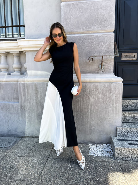 KRISTY Maxi Dres - Black/Cream