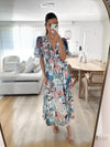 HAZEL Midi Dress - Blue Pastel Floral