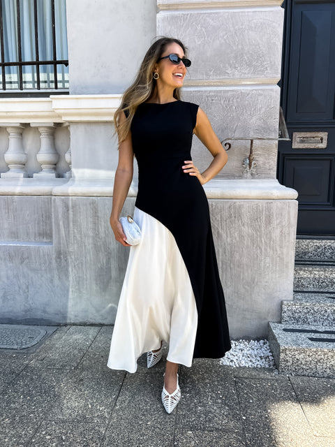 KRISTY Maxi Dres - Black/Cream