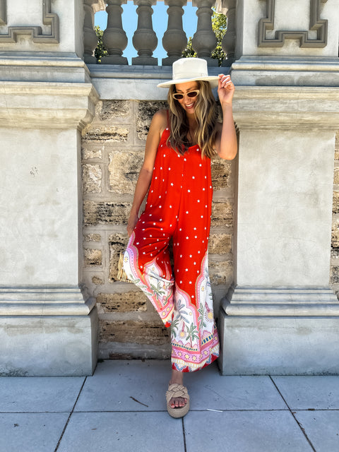EFFIE Jumpsuit - Blush/Red