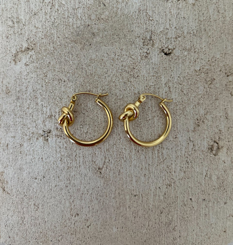 HARRIET Knot Hoop Earrings - 18K Gold Plated