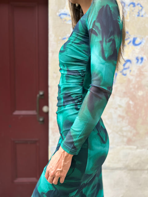 ARIES Sleeved Midi Dress - Green Digital