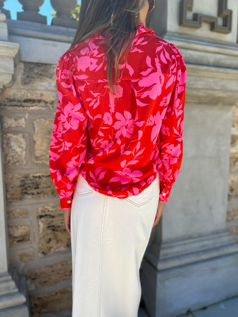 GRACE Blouse - Red/Pink