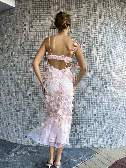 FLORENCE Floral Applique Midi Dress