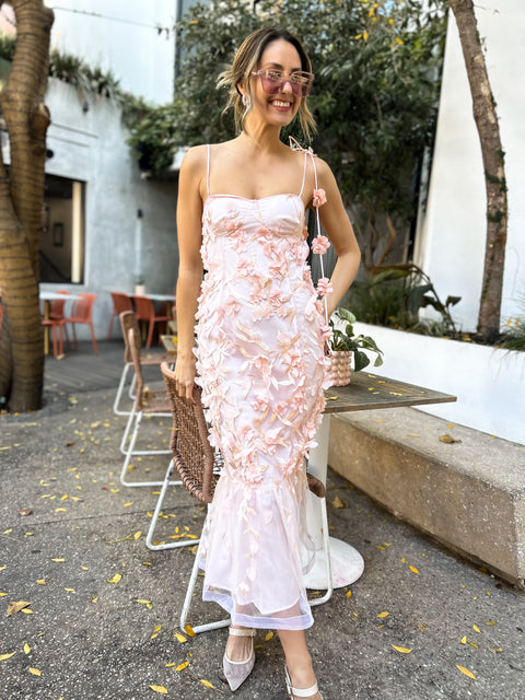 FLORENCE Floral Applique Midi Dress