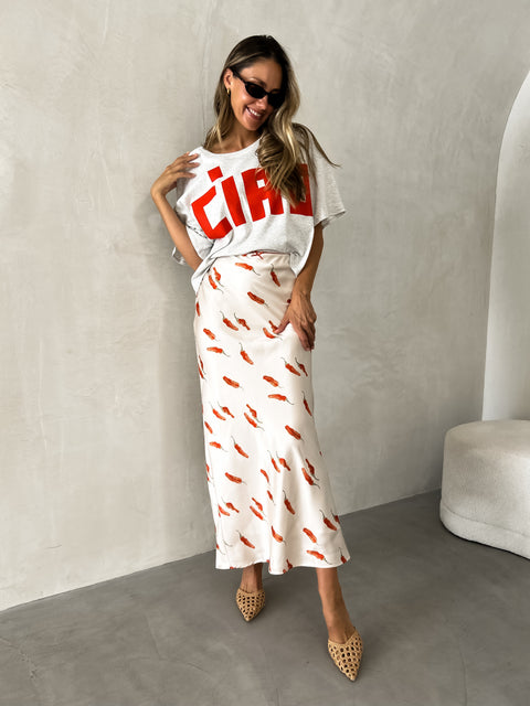 CIAO Oversize Tee - Heather Grey/Red
