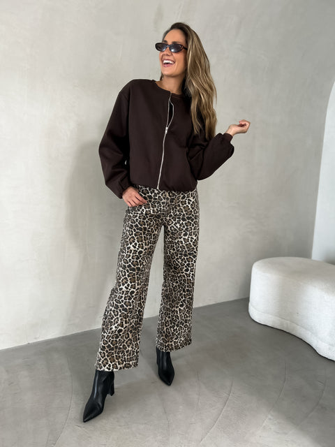 SOLEIL Suede Bomber Jacket - Chocolate