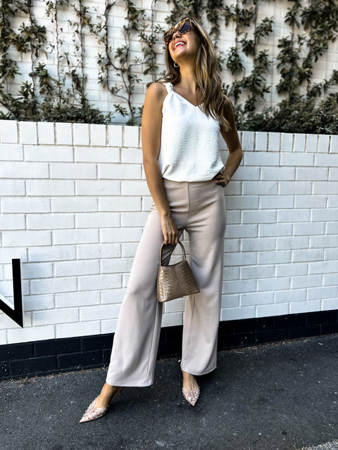 EMELIE Wide Leg Pant - Biscuit
