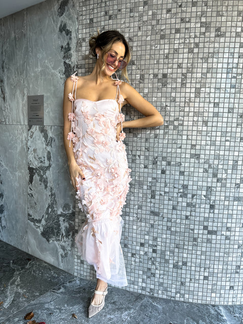 FLORENCE Floral Applique Midi Dress