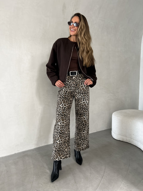 SOLEIL Suede Bomber Jacket - Chocolate