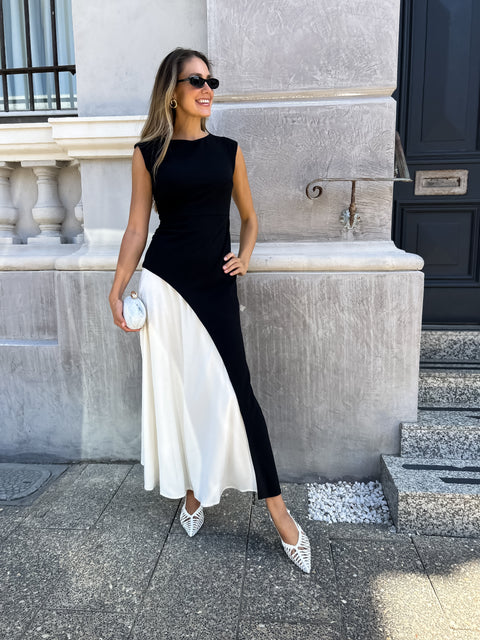 KRISTY Maxi Dres - Black/Cream