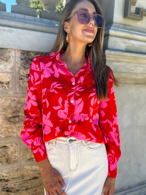 GRACE Blouse - Red/Pink