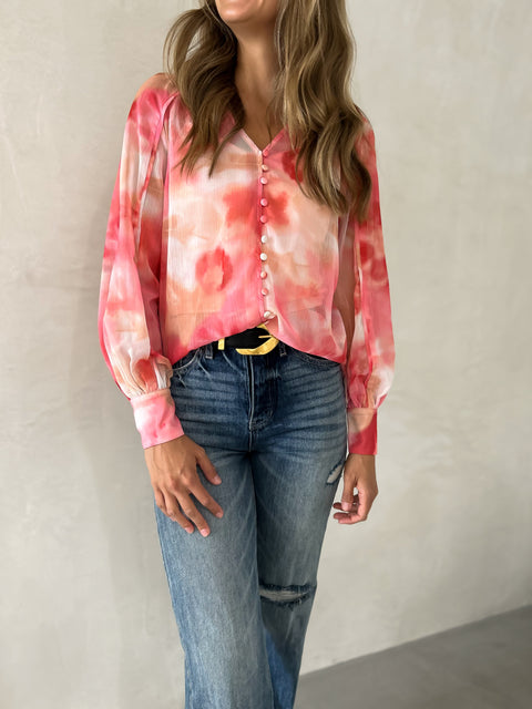 ERIKA Floral Print Top - Pink Floral
