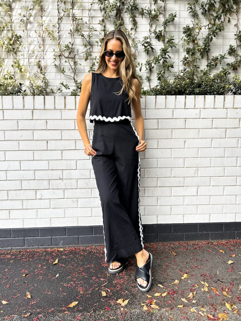 NERISSA Ric Rac Jumpsuit - Black