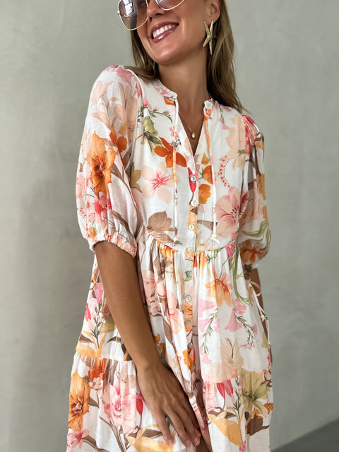 ELCIE Tunic Dress - Tangerine Floral