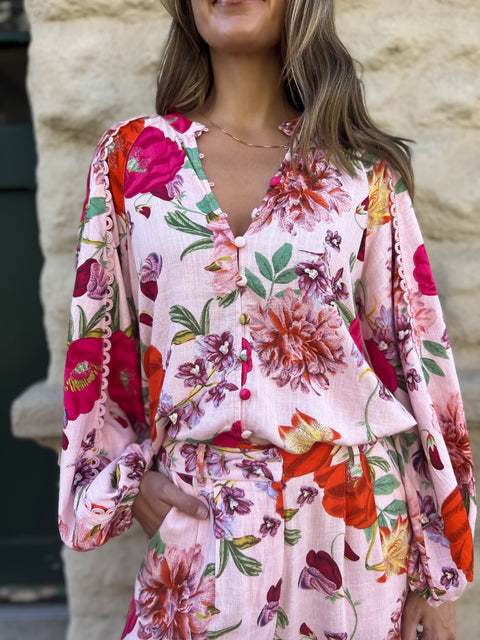 CLAIRE Balloon Sleeve Blouse - Floral