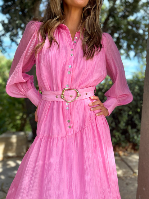 MARLEY Belted Maxi Dress - Pink