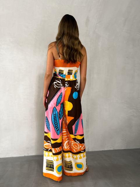 NYLAH Pocketed Jumpsuit - Tangerine Print