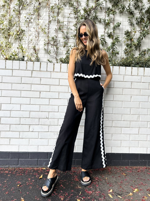 NERISSA Ric Rac Jumpsuit - Black