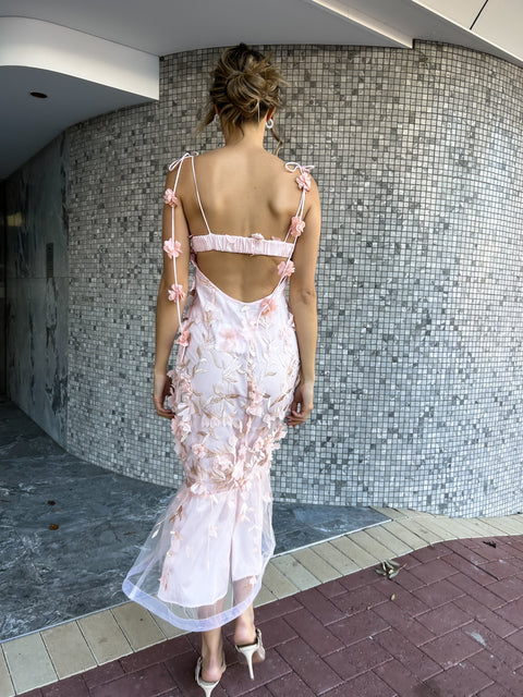 FLORENCE Floral Applique Midi Dress