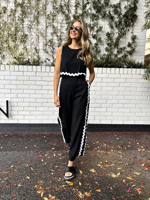 NERISSA Ric Rac Jumpsuit - Black