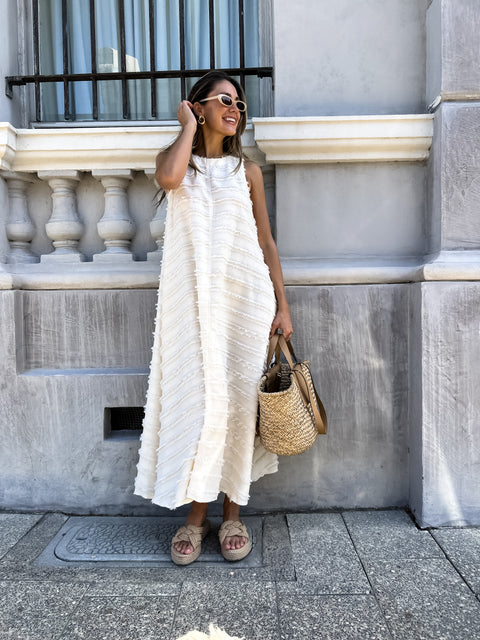 SARAH Pocketed Maxi Dress - Cream