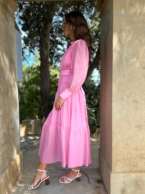 MARLEY Belted Maxi Dress - Pink