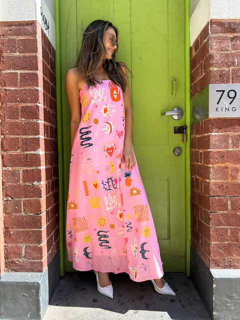 GEMIMA Maxi Dress - Blush Print