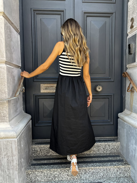 MABEL Knit Dress - Navy/White