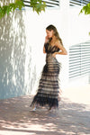 STACIE Frill Tulle Maxi Dress - Black/Nude