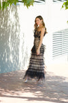 STACIE Frill Tulle Maxi Dress - Black/Nude