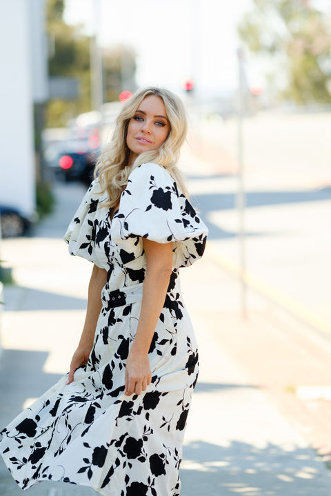 SAHARA Belted Midi - Cream/Black