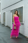 STACIE Frill Tulle Maxi Dress - Magenta Pink