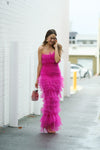 STACIE Frill Tulle Maxi Dress - Magenta Pink