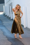 ASPEN Pleat Dress -Gold