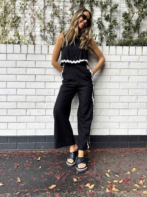 NERISSA Ric Rac Jumpsuit - Black