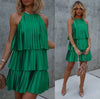 JOLIE Pleat Tiered Dress - Emerald (Pre-order)