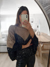 HALSEY Sequin Knit - Black/Taupe