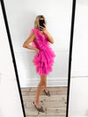 KOA Tulle Ruffle Dress - Hot Pink