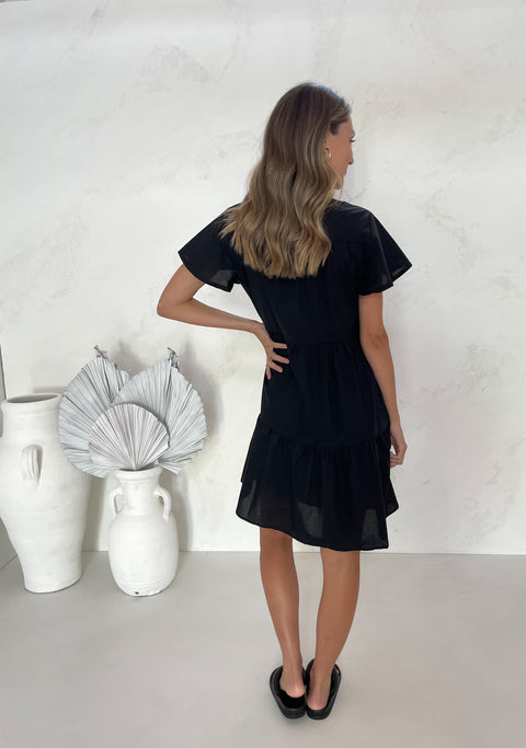 ASHTON Pocketed Tunic Dress - Black