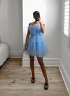 CANDICE Tulle Ruffle Dress - Baby Blue
