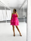 KEELY Tulle Ruffle Dress - Hot Pink