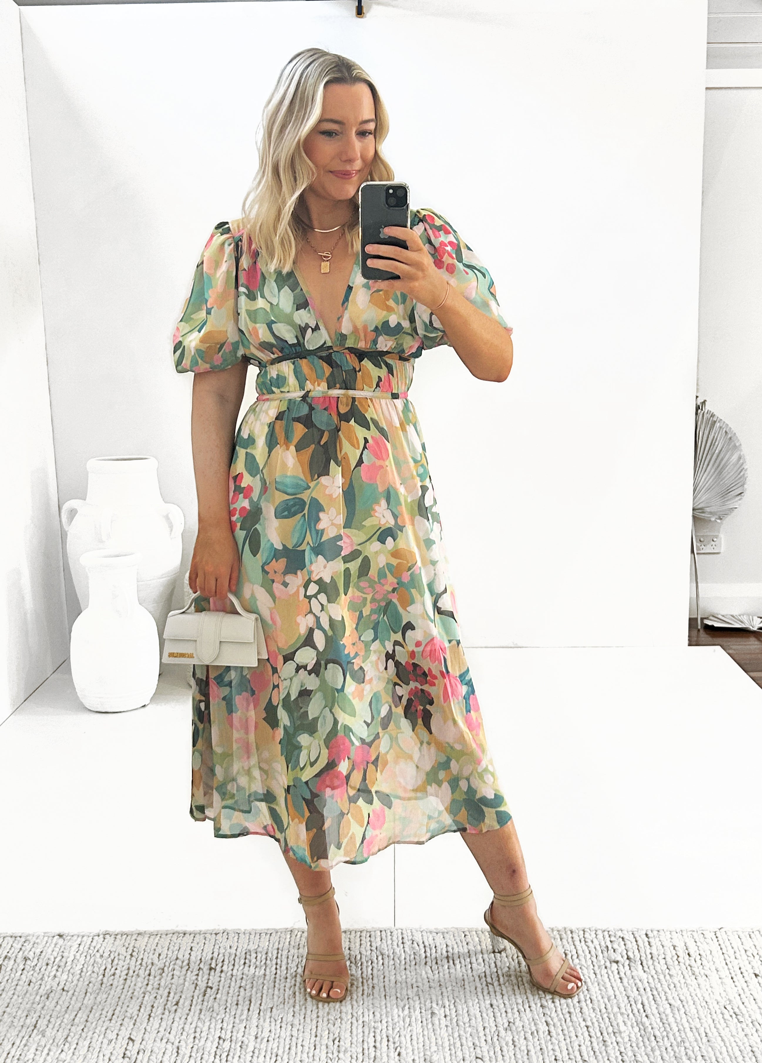 Pastel floral 2025 midi dress